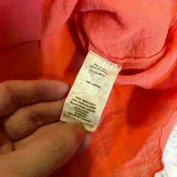 Women’s Soft Surroundings Orange Textured Layered Tunic Blouse Size Medium - Picture 4 of 5